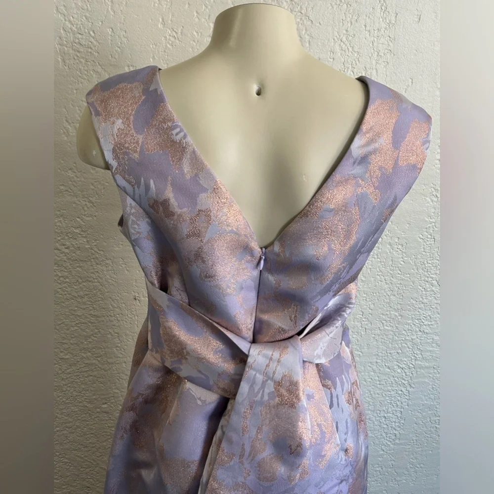 Adrianna Papell Pink and Gold Floral Midi Dress - Picture 7 of 16